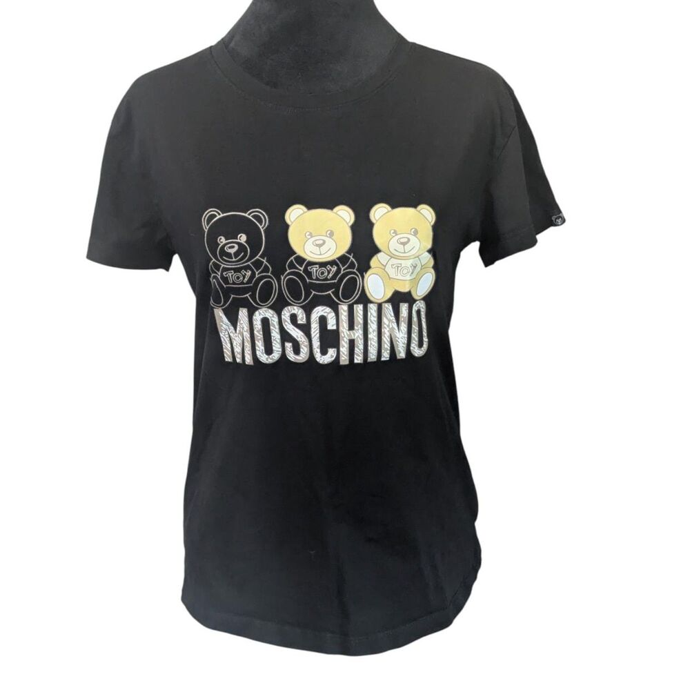 Authentic MOSCHINO Milano Toy Bear Logo T-Shirt Black Athletic Cut 2XL XXL